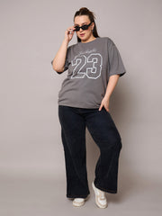 Women Grey Graphic LOS ANGELES 23 Print T-Shirt-SFTOPS42410