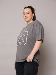 Women Grey Graphic LOS ANGELES 23 Print T-Shirt-SFTOPS42410