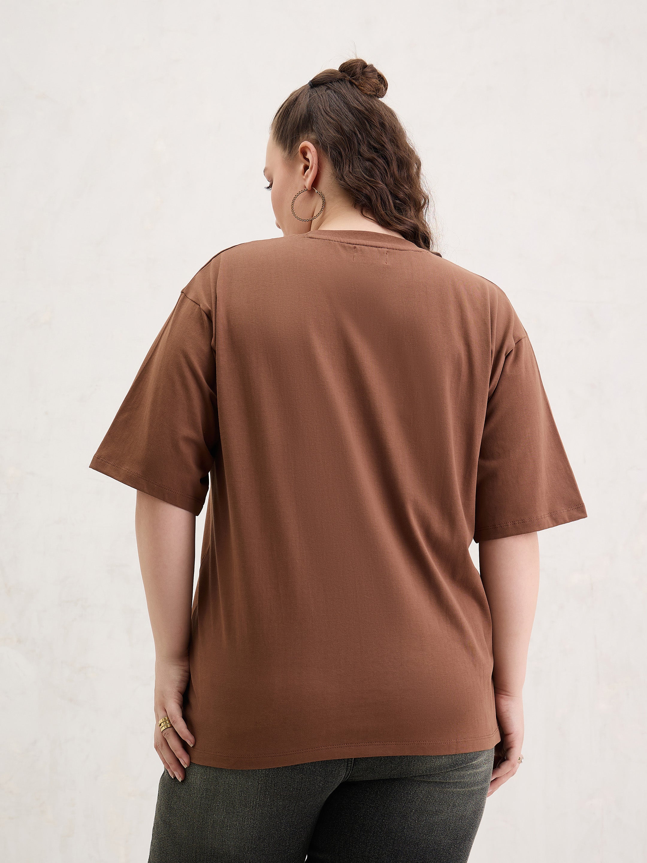 Women Brown Graphic FLORIDA Print T-Shirt-SFTOPS42411