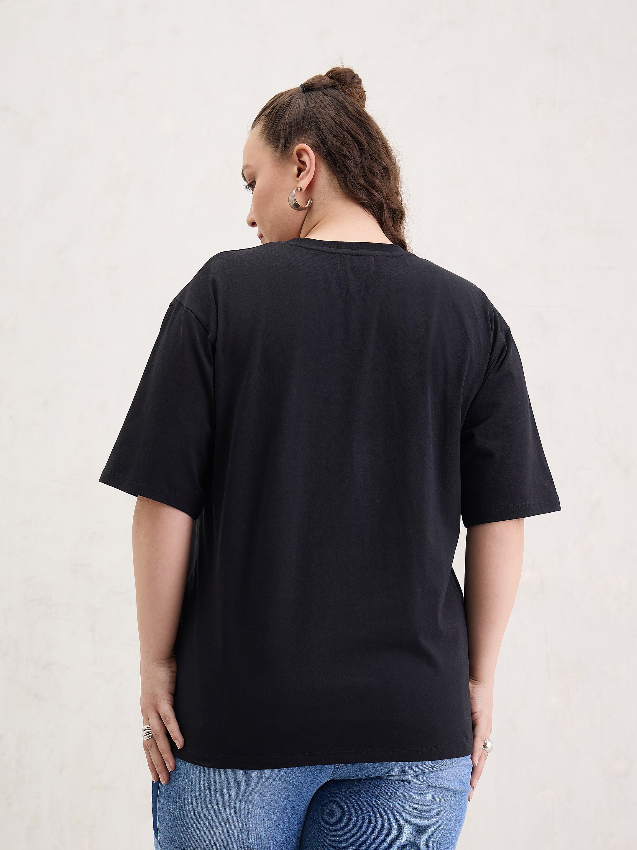 Women Black Graphic CALIFORNIA Print T-Shirt-SFTOPS42412