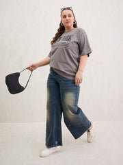 Women Grey Graphic NEW YORK Print T-Shirt-SFTOPS42413