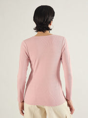 Women Pink Rib Button Down Regular Top-SFTOPS42416
