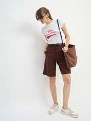 Women White AMERICANA Print Lycra T-Shirt-SFTOPS42446