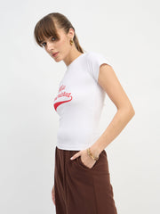 Women White AMERICANA Print Lycra T-Shirt-SFTOPS42446