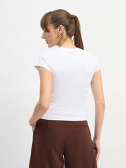 Women White AMERICANA Print Lycra T-Shirt-SFTOPS42446