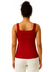 Women Red Rib Sleeveless Top-SFTOPS42460