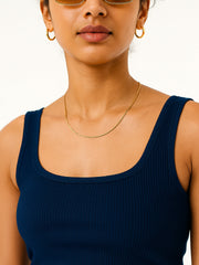 Women Navy Rib Sleeveless Top-SFTOPS42461