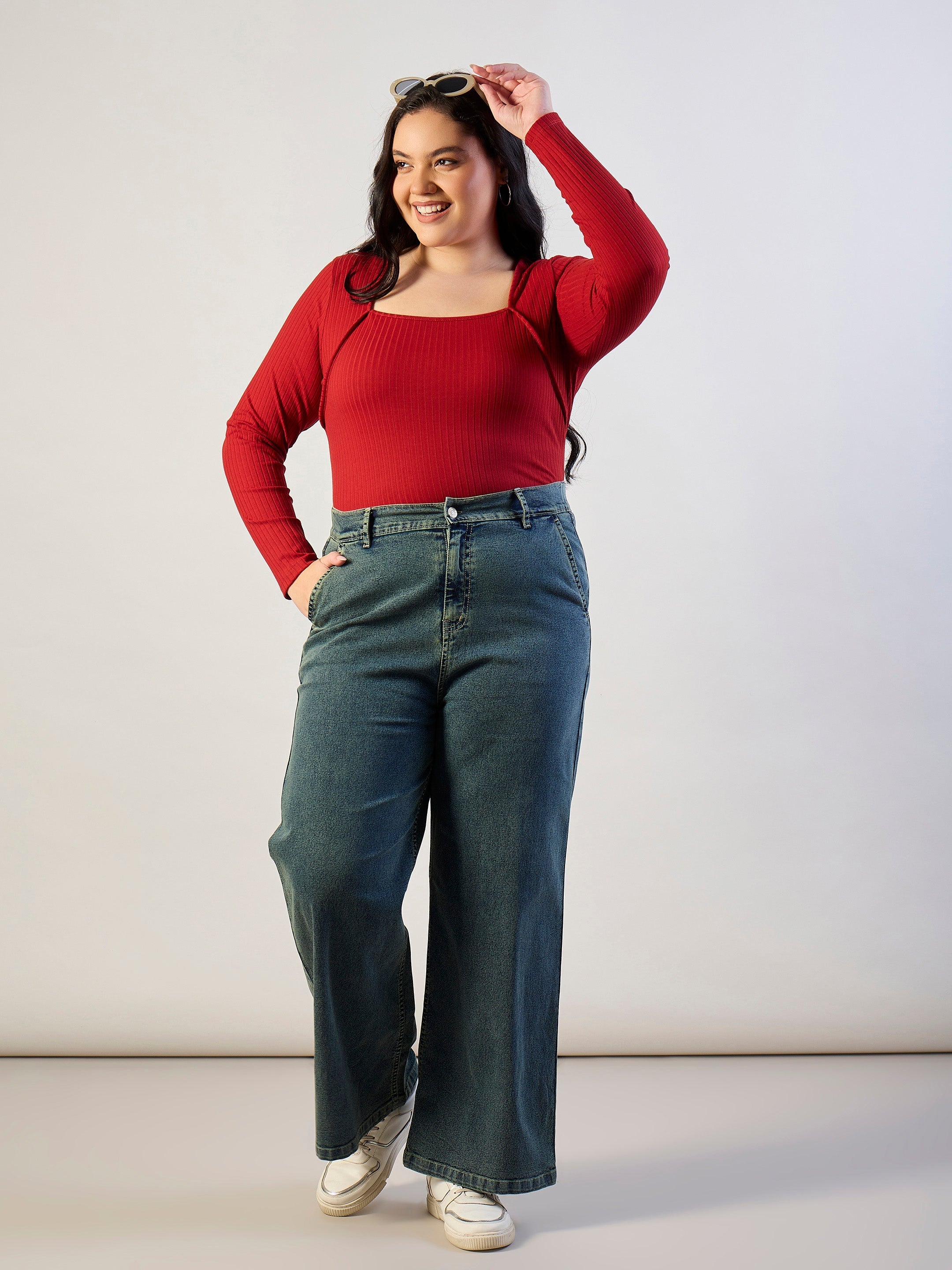 Women Rust Empire Neck Rib Top-SFTOPS42467