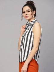 Black & White Stripes Neck Tie Top
