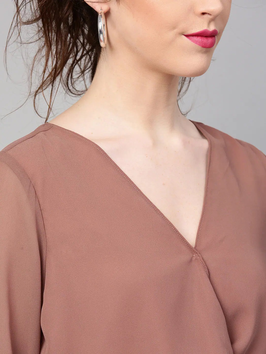 Rosewood Twist Crop Top | Georgette Wrap Front Top
