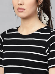 Black White Stripe Crop Top