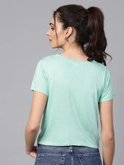 Mint Knot Hem Crop Tee