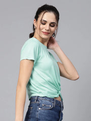 Mint Knot Hem Crop Tee
