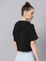 Black Hoodie Boxy Athleisure Crop Top