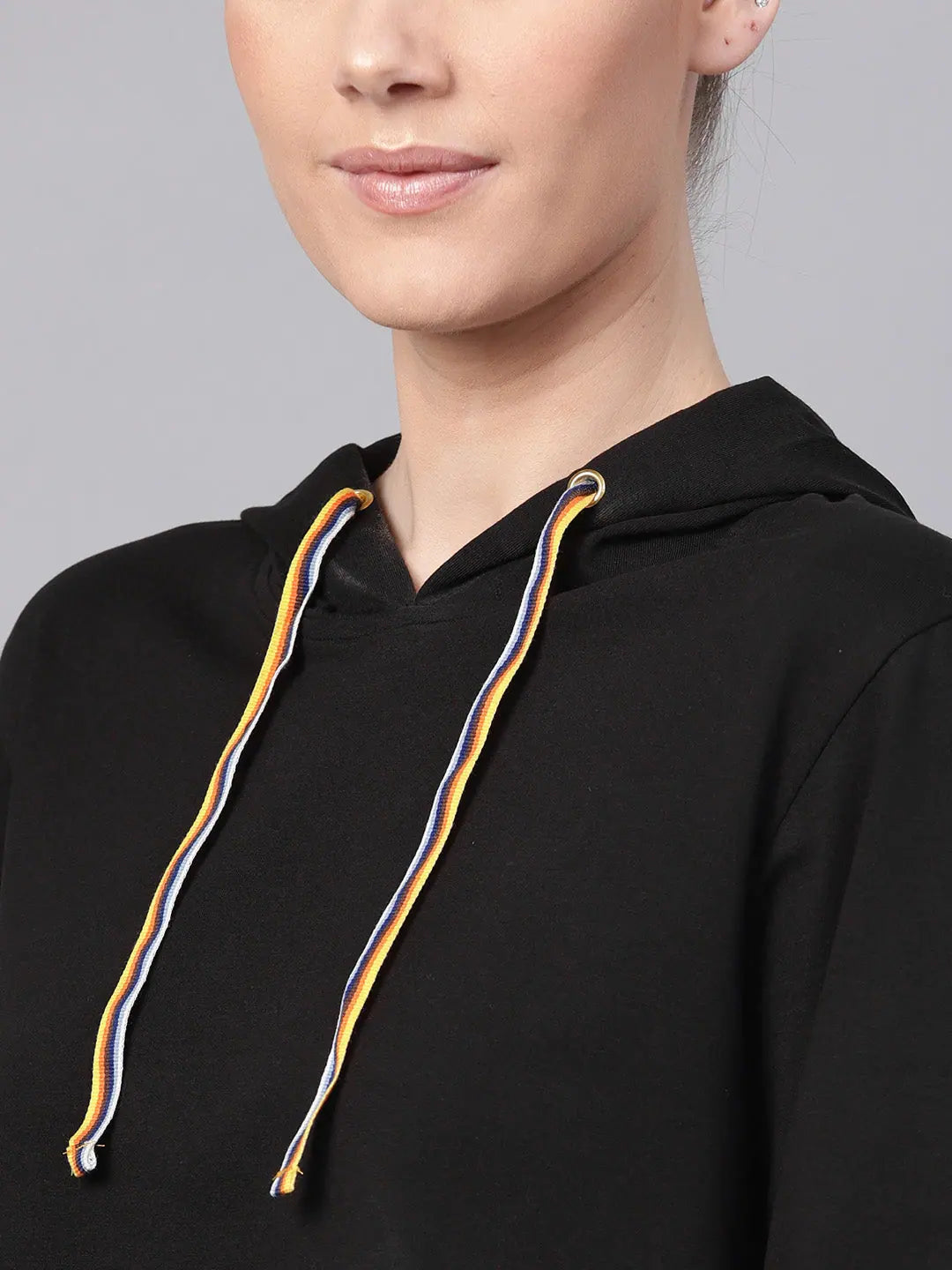 Black Hoodie Boxy Athleisure Crop Top - Cotton Spandex