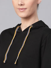Black Hoodie Boxy Athleisure Crop Top