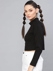 Black Turtle Neck Crop Top