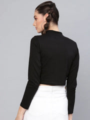 Black Turtle Neck Crop Top