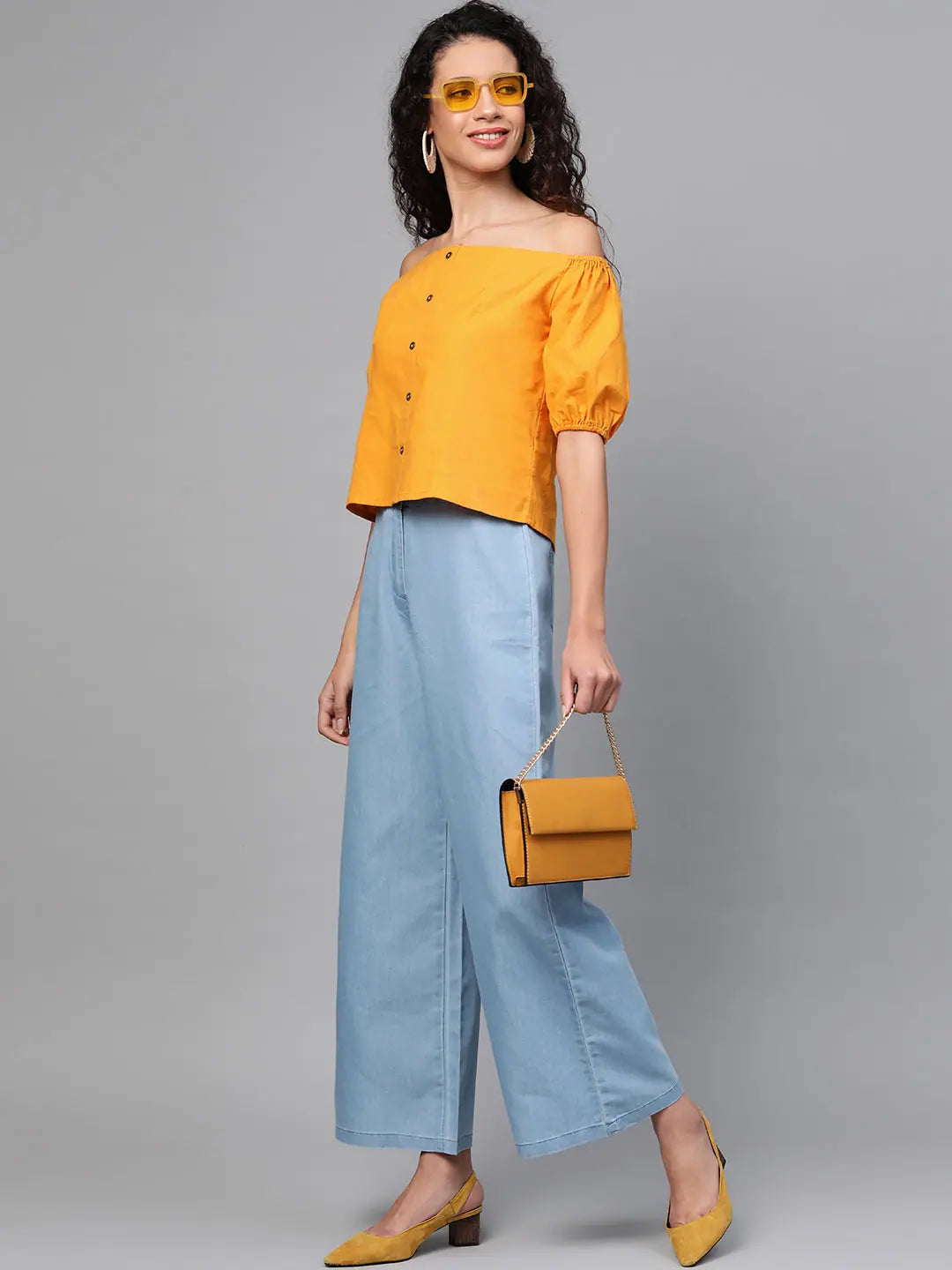 Mustard Off Shoulder Top | Comfortable Women's Top