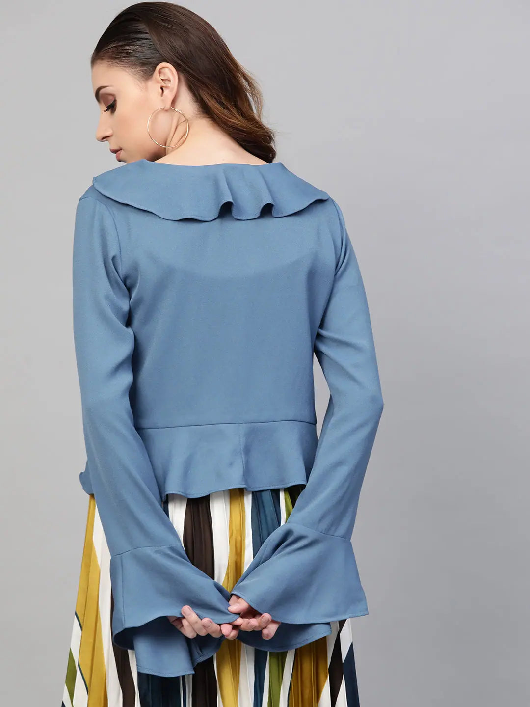 Teal Ruffle Crop Top | Women's Comfort Fit Top