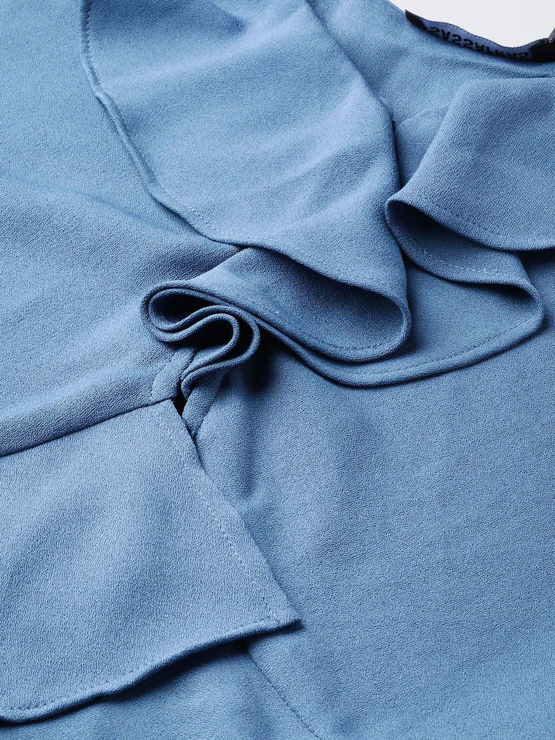 Teal Ruffle Crop Top | Women's Comfort Fit Top