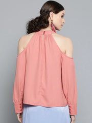 Pink Cold Shoulder Top