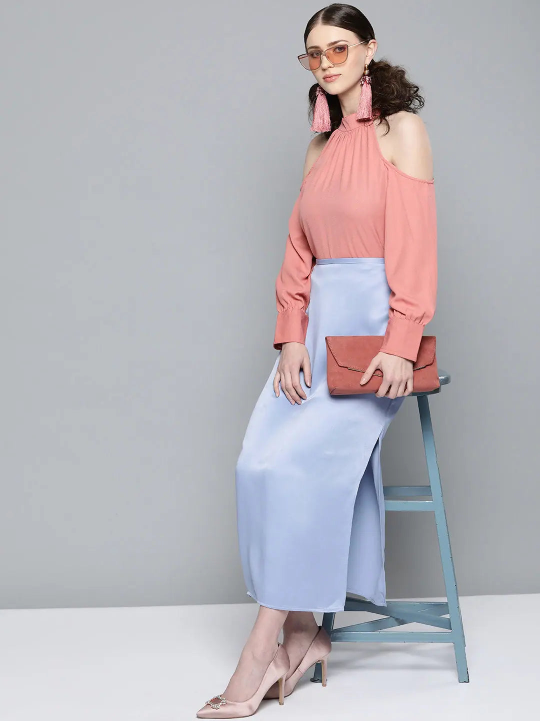 Pink Cold Shoulder Top - Comfort Fit
