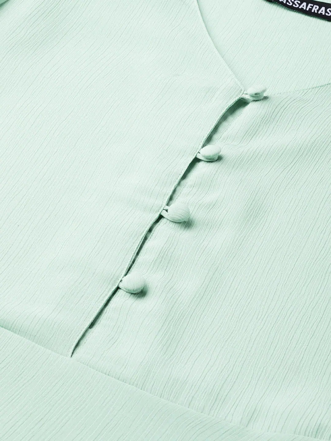 Sea Green Peplum Top - Front Button Detail
