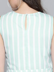 Sea Green Stripe Side Knot Detail Top