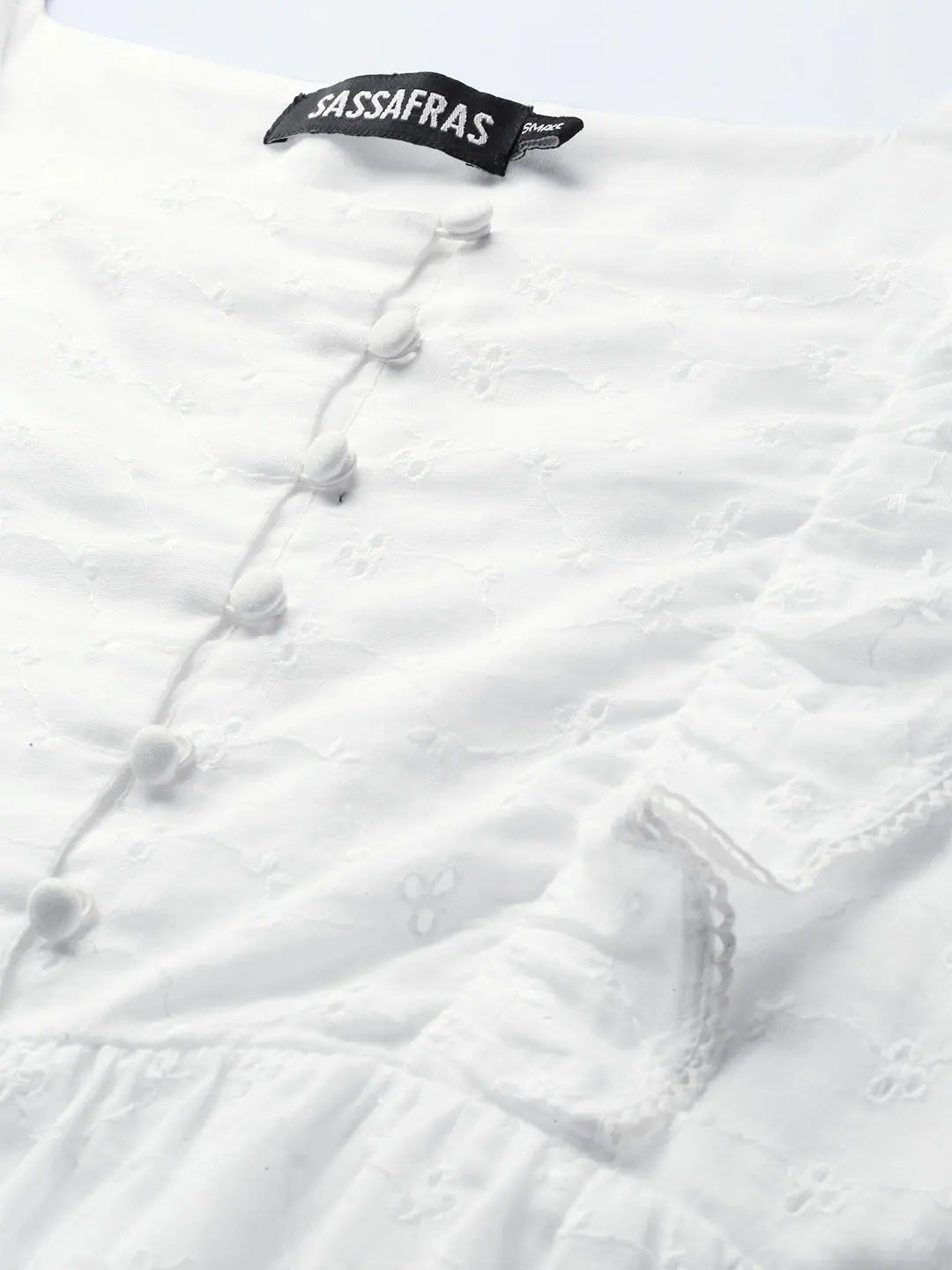 White Schiffli Peplum Top | Women's Cotton Comfort Fit
