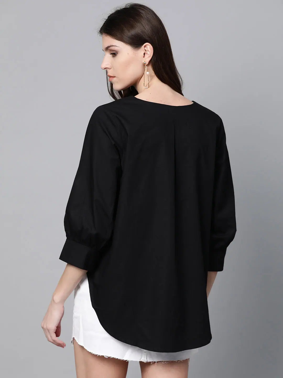 Black High Low Boxy Top | Women's Western Clothing
