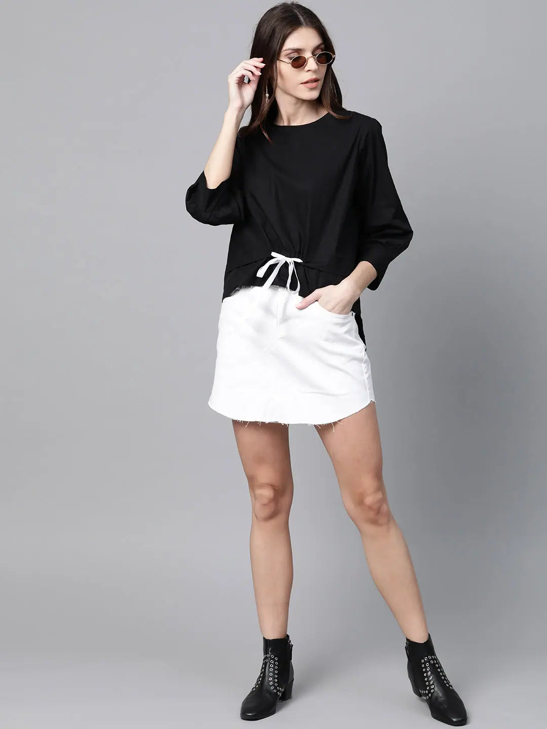 Black High Low Boxy Top | Women's Western Clothing