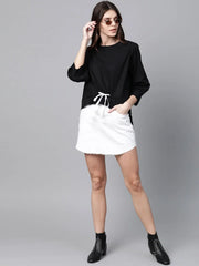 Black High Low Tape Detail Boxy Top