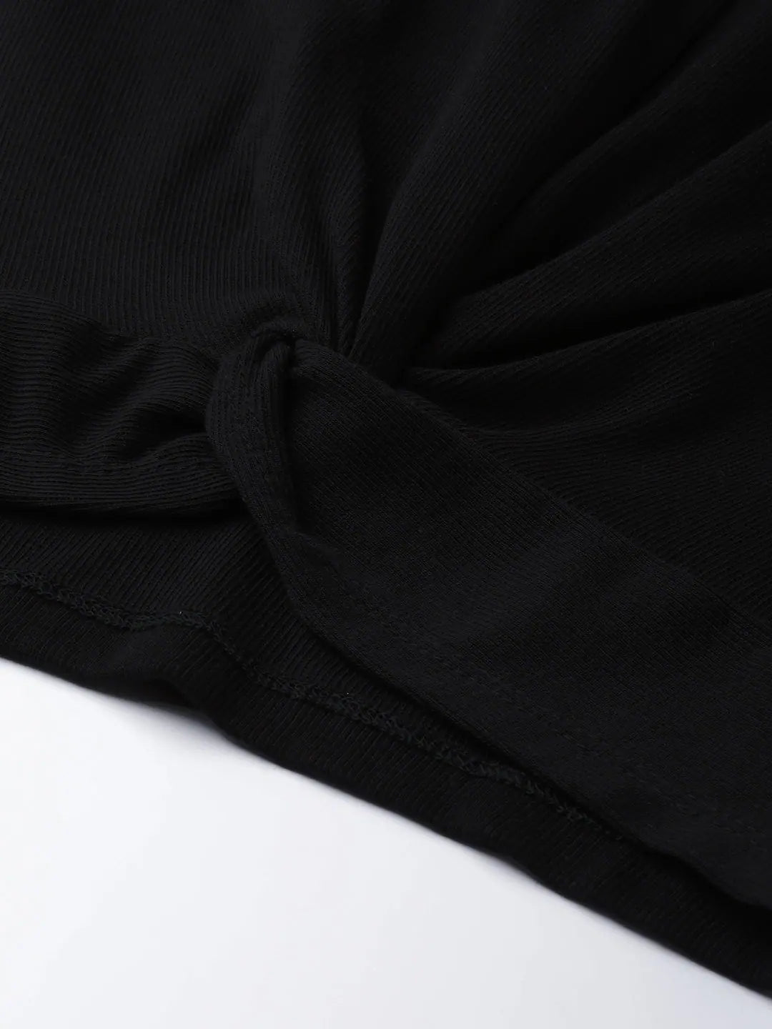 Black Twisted Knot Crop Top - Women's Western Clothing