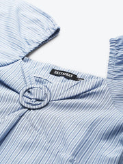 Blue Stripe Puff Sleeve Top