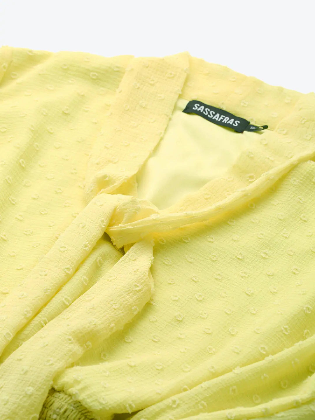 Yellow Smocked Crop Top - Cute Front Bow Detail