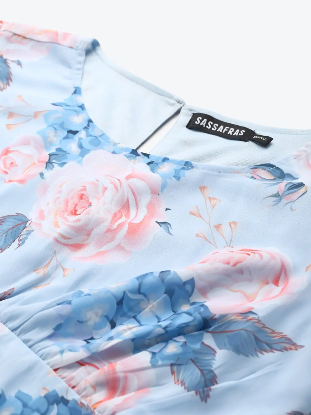 Light Blue Floral Top - Women's Comfort Fit Fashion