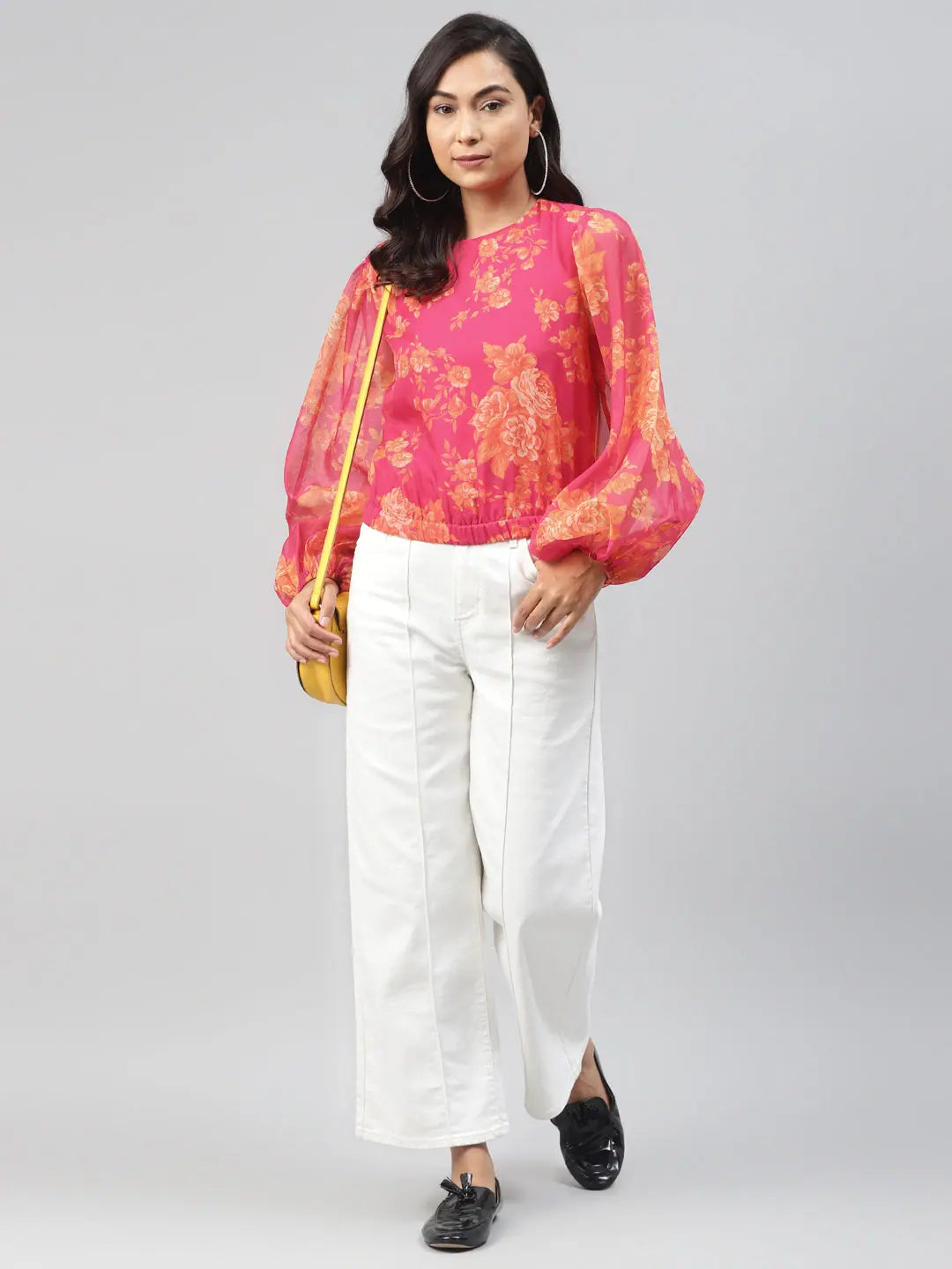 Fuchsia Floral Crop Top | Designer Lehenga Ready Outfit