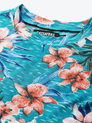 Blue Floral Boxy Crop Top
