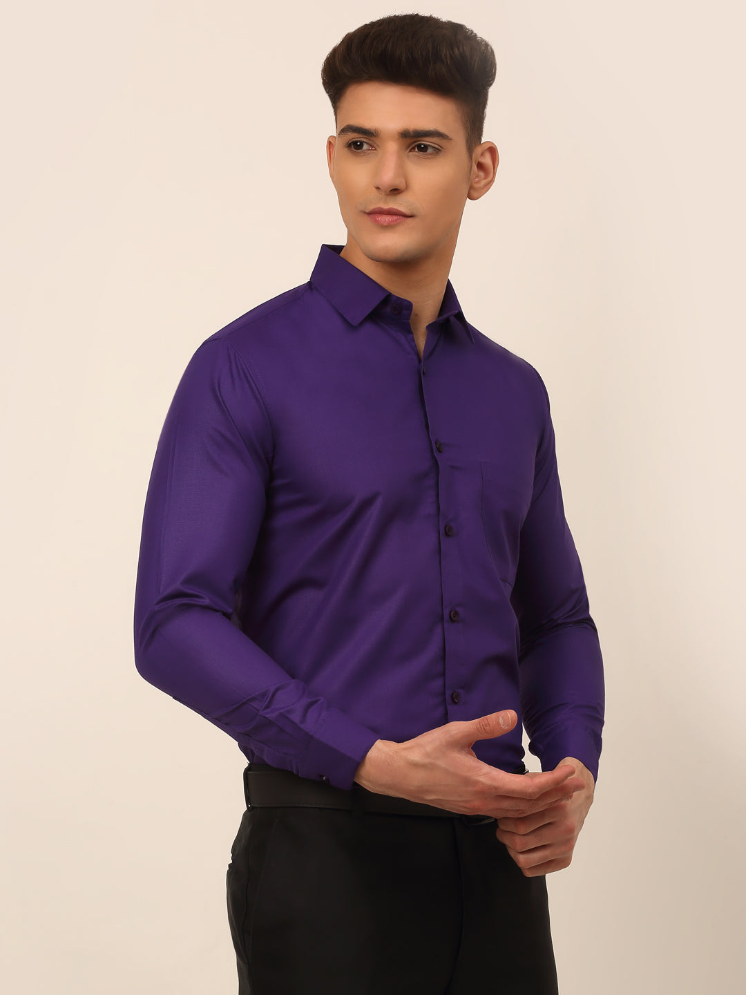 DesiQlo Men Solid Formal Shirt - Purple - SF_361D-Purple_S