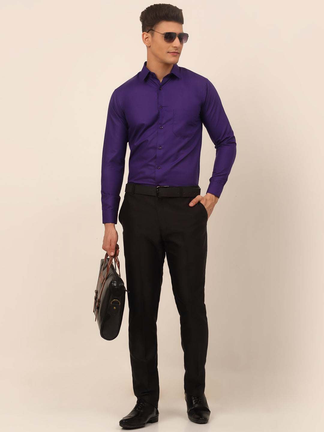 DesiQlo Men Solid Formal Shirt - Purple - SF_361D-Purple_S