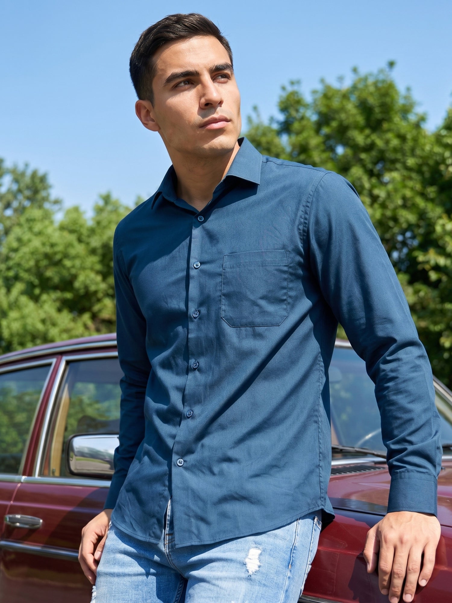 DesiQlo Men Solid Men Regular Fit Shirts - Multicolor - RDSH_361Teal