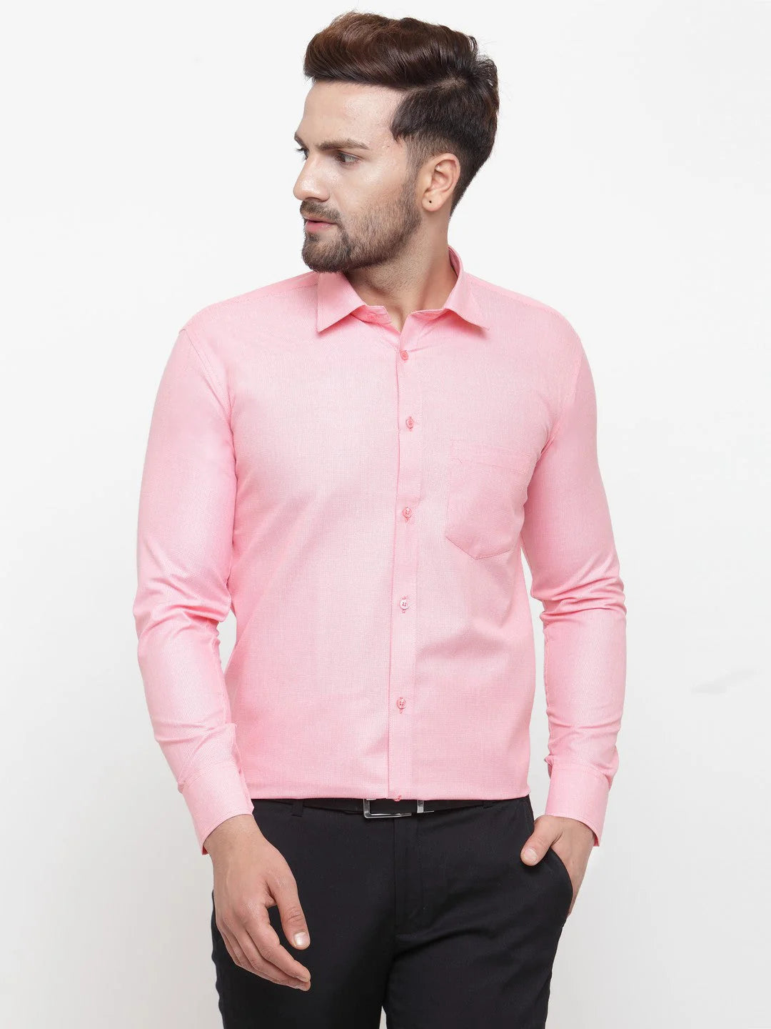 Pink Geometric Cotton Formal Shirts | Indian Needle Mens Shirt