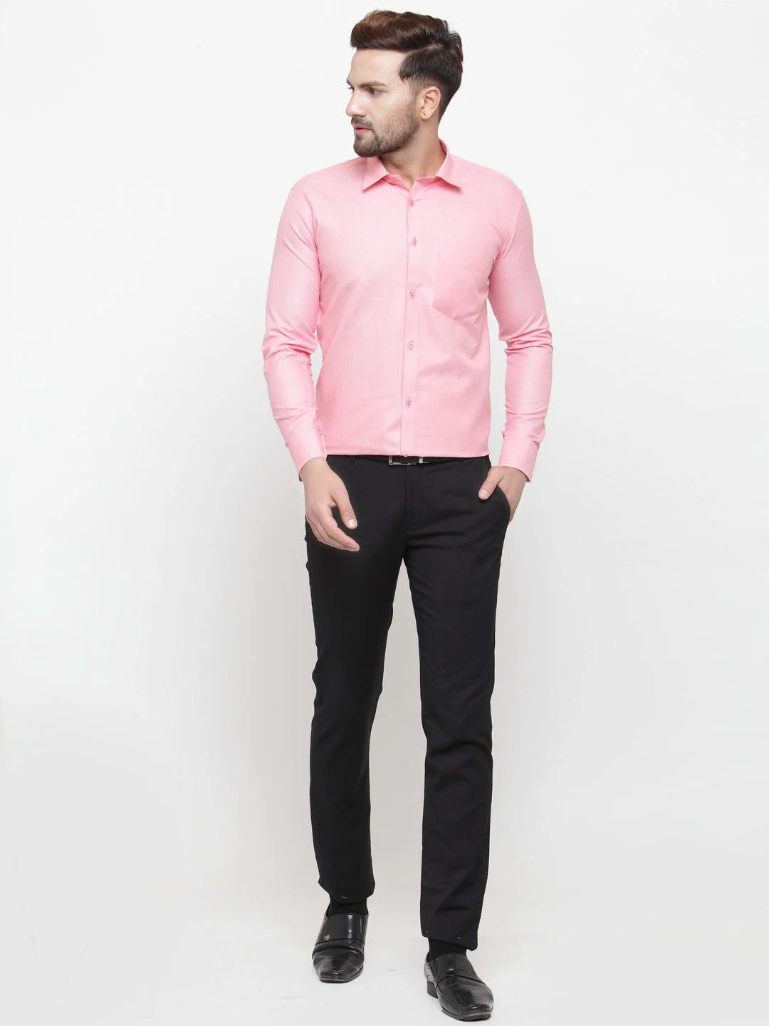 Pink Geometric Cotton Formal Shirts | Indian Needle Mens Shirt