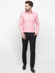 Indian Needle Pink Men's Cotton Geometric Formal Shirts