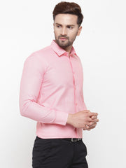 Indian Needle Pink Men's Cotton Geometric Formal Shirts