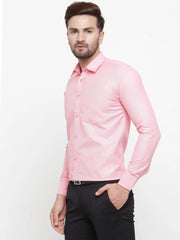 Indian Needle Pink Men's Cotton Geometric Formal Shirts
