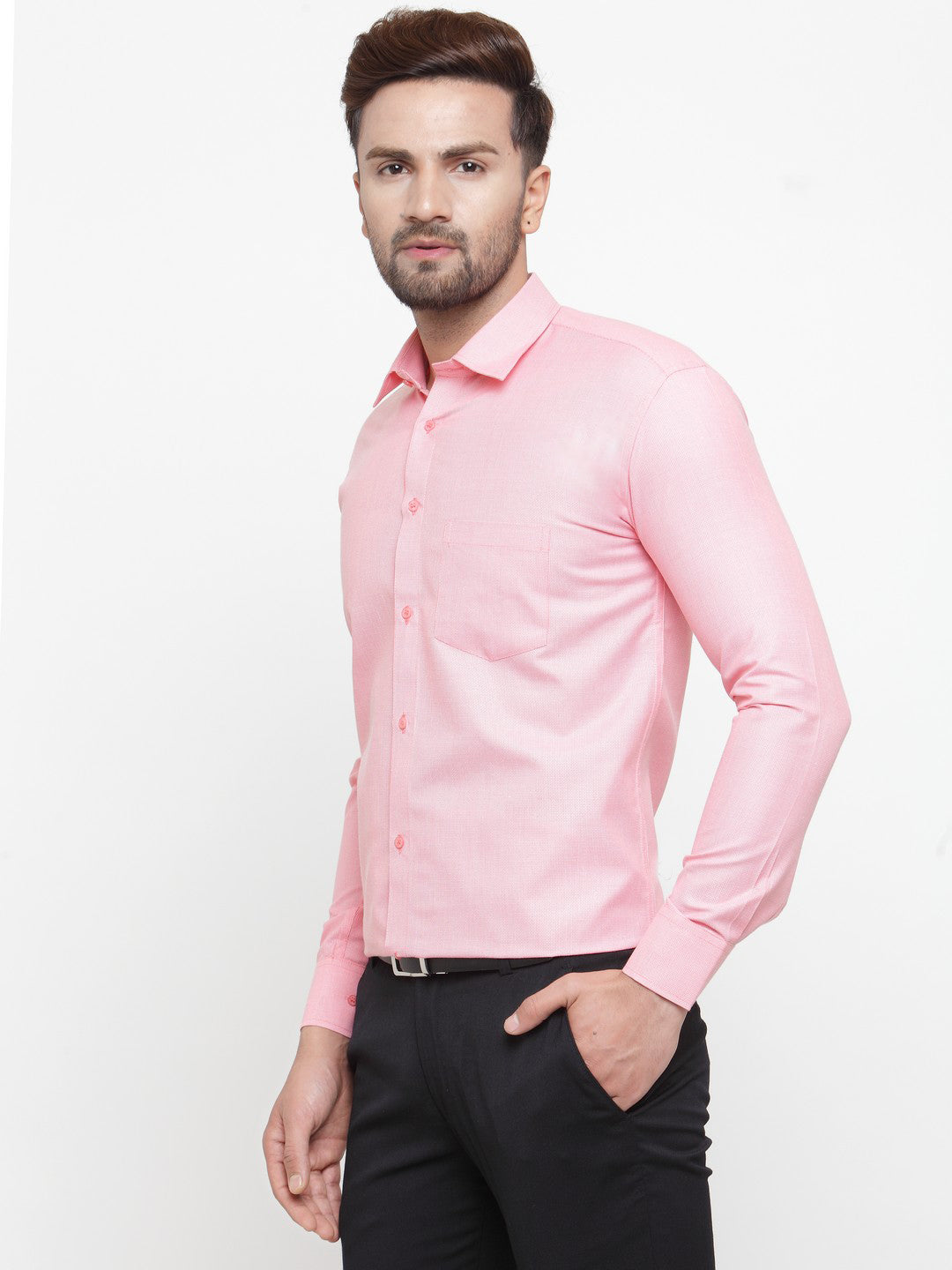 Pink Geometric Cotton Formal Shirts | Indian Needle Mens Shirt