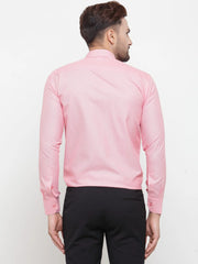 Indian Needle Pink Men's Cotton Geometric Formal Shirts