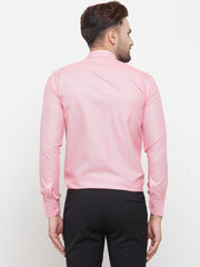 Indian Needle Pink Men's Cotton Geometric Formal Shirts